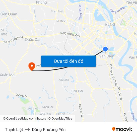 Thịnh Liệt to Đông Phương Yên map