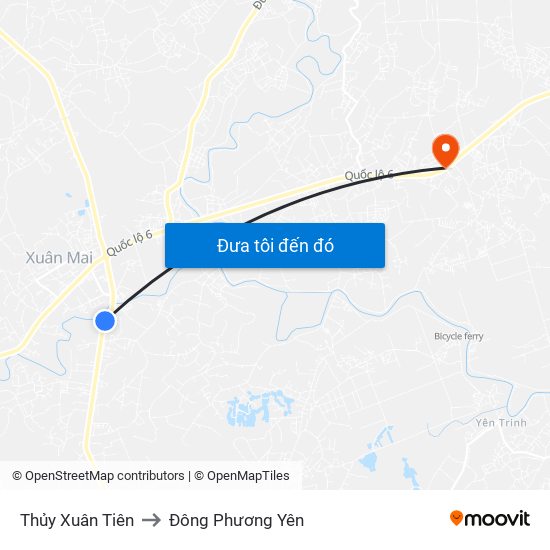 Thủy Xuân Tiên to Đông Phương Yên map