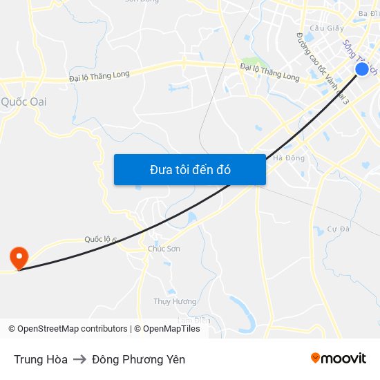 Trung Hòa to Đông Phương Yên map