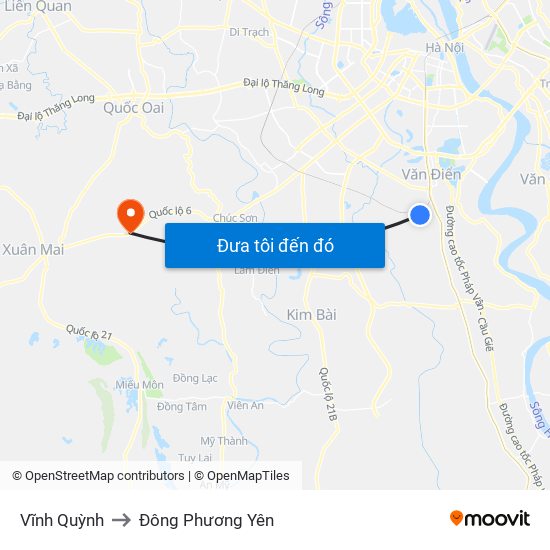 Vĩnh Quỳnh to Đông Phương Yên map