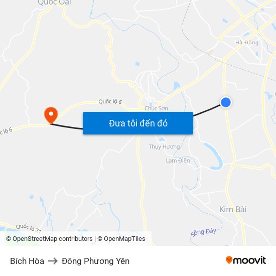 Bích Hòa to Đông Phương Yên map