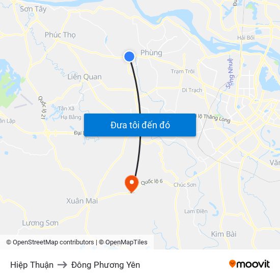 Hiệp Thuận to Đông Phương Yên map