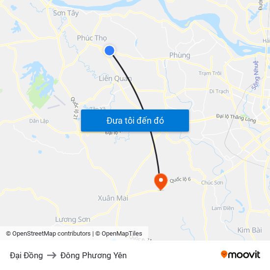 Đại Đồng to Đông Phương Yên map