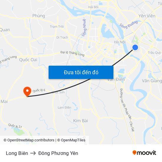 Long Biên to Đông Phương Yên map