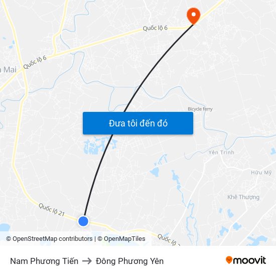 Nam Phương Tiến to Đông Phương Yên map