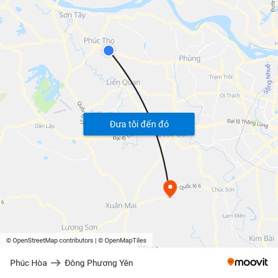 Phúc Hòa to Đông Phương Yên map