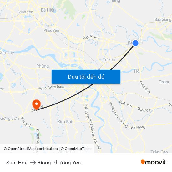 Suối Hoa to Đông Phương Yên map