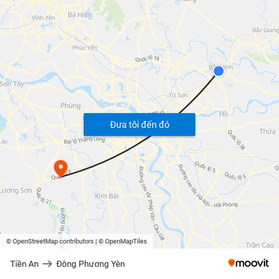 Tiền An to Đông Phương Yên map