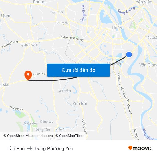 Trần Phú to Đông Phương Yên map