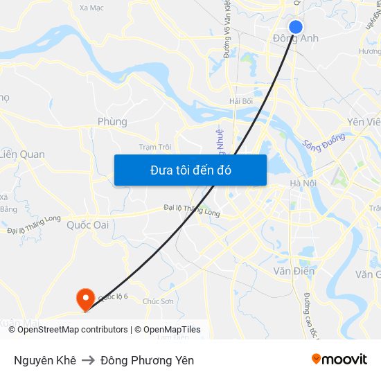 Nguyên Khê to Đông Phương Yên map