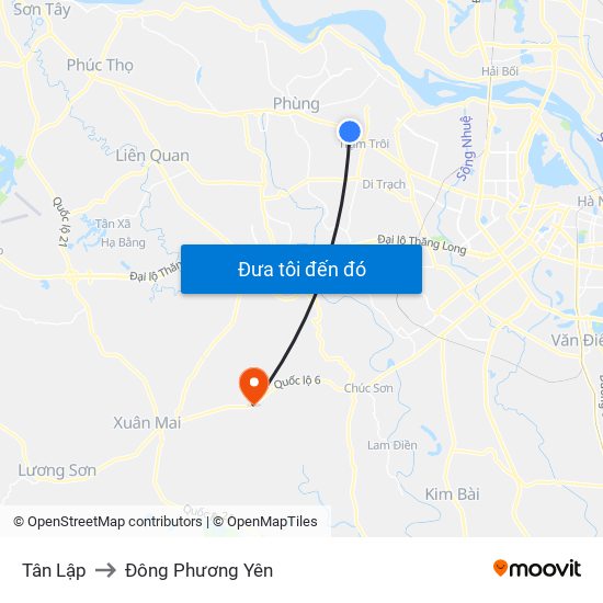 Tân Lập to Đông Phương Yên map