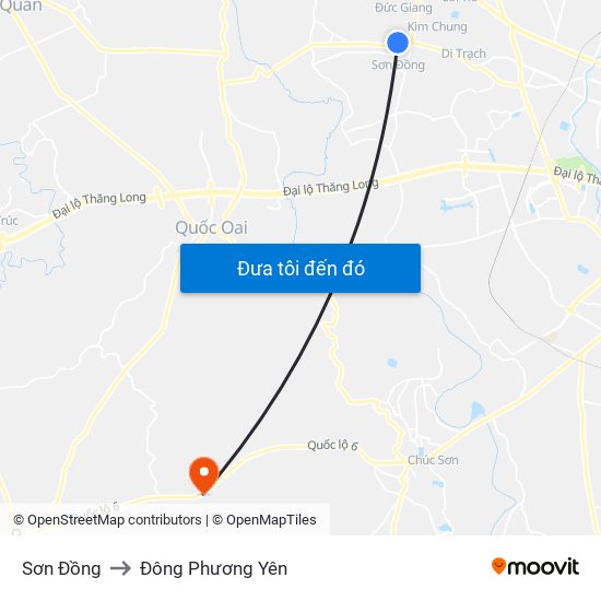 Sơn Đồng to Đông Phương Yên map