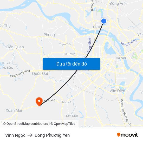 Vĩnh Ngọc to Đông Phương Yên map