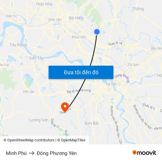 Minh Phú to Đông Phương Yên map