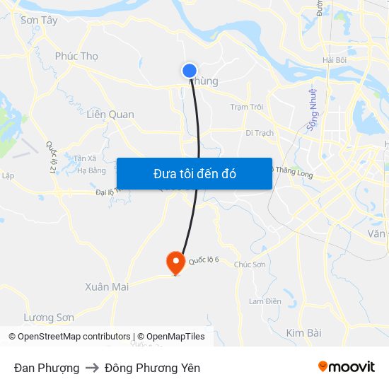 Đan Phượng to Đông Phương Yên map