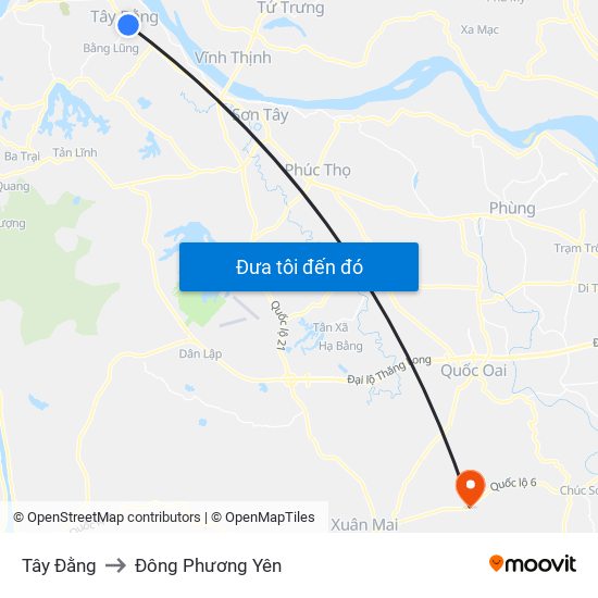 Tây Đằng to Đông Phương Yên map