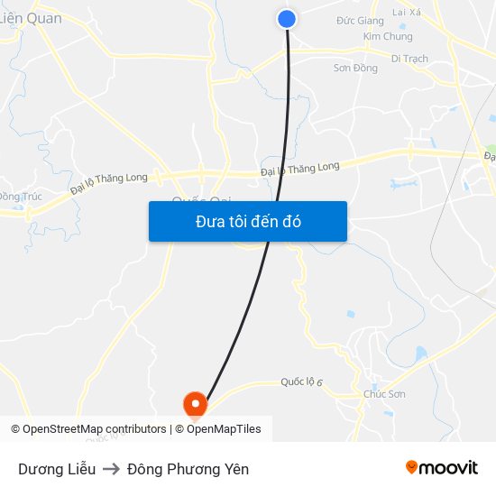 Dương Liễu to Đông Phương Yên map