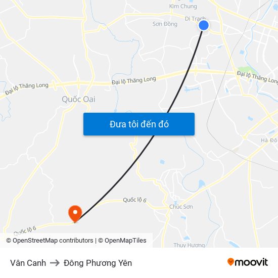 Vân Canh to Đông Phương Yên map