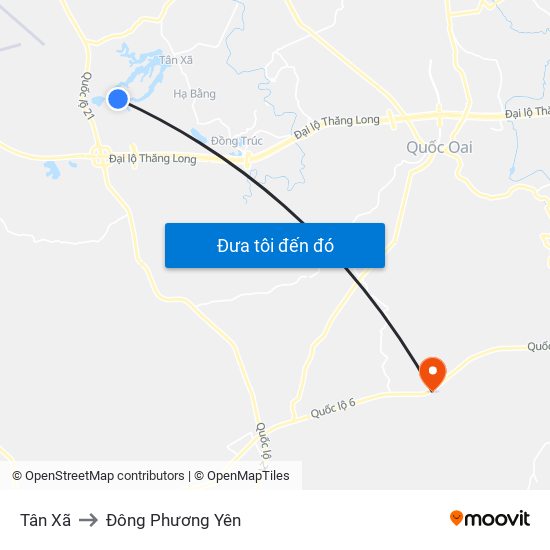 Tân Xã to Đông Phương Yên map