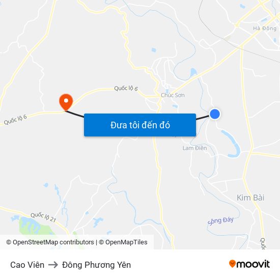 Cao Viên to Đông Phương Yên map