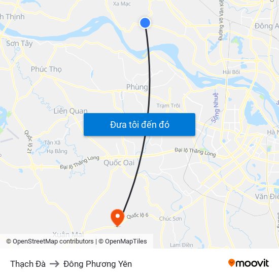 Thạch Đà to Đông Phương Yên map