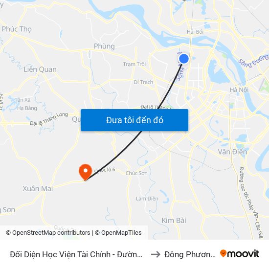 Đối Diện Học Viện Tài Chính - Đường Đức Thắng to Đông Phương Yên map