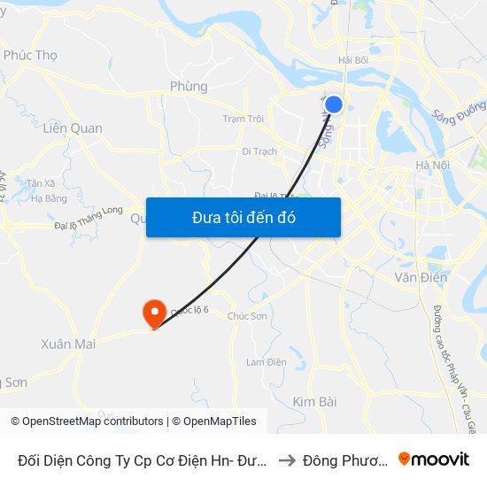 Đối Diện Công Ty Cp Cơ Điện Hn- Đường Đức Thắng to Đông Phương Yên map