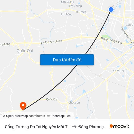 Cổng Trường Đh Tài Nguyên Môi Trường to Đông Phương Yên map