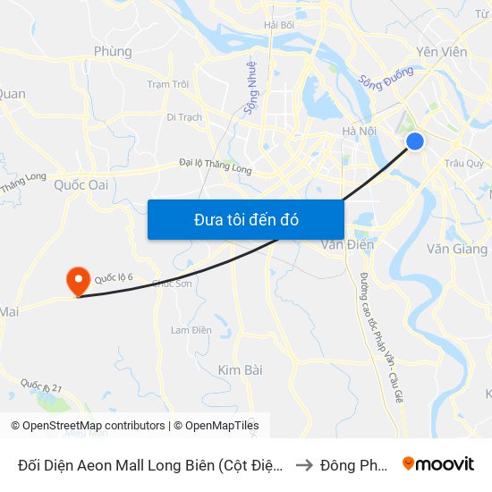 Đối Diện Aeon Mall Long Biên (Cột Điện T4a/2a-B Đường Cổ Linh) to Đông Phương Yên map