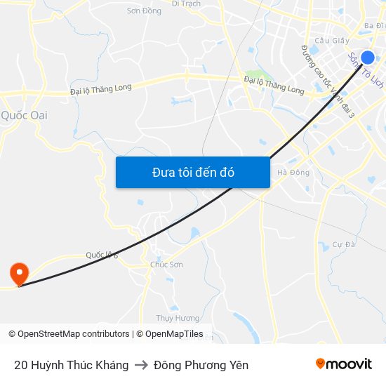 20 Huỳnh Thúc Kháng to Đông Phương Yên map