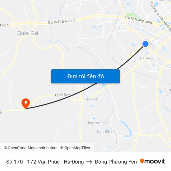 Số 170 - 172 Vạn Phúc - Hà Đông to Đông Phương Yên map