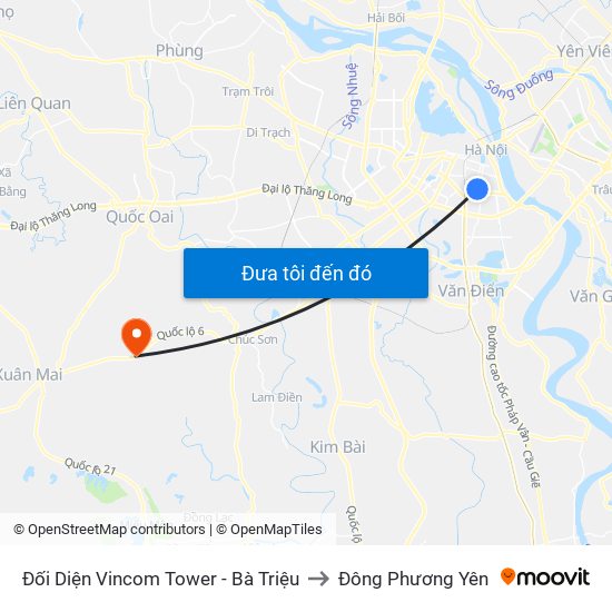 Đối Diện Vincom Tower - Bà Triệu to Đông Phương Yên map