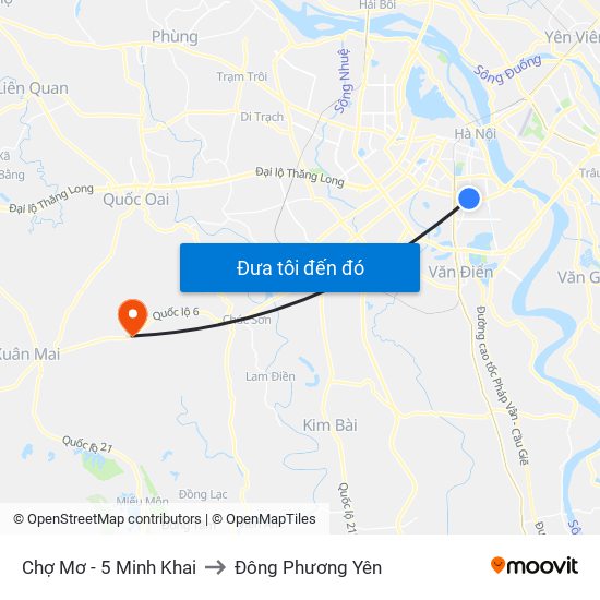 Chợ Mơ - 5 Minh Khai to Đông Phương Yên map