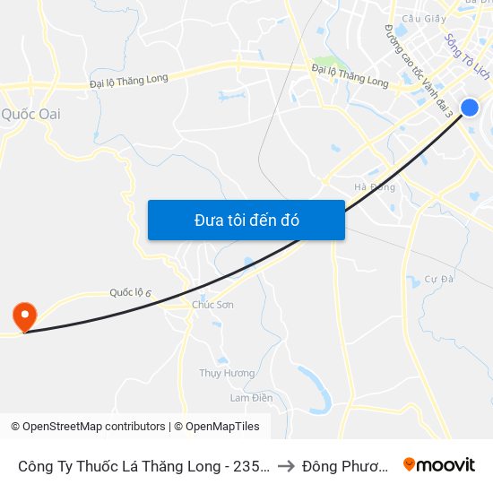 Công Ty Thuốc Lá Thăng Long - 235 Nguyễn Trãi to Đông Phương Yên map