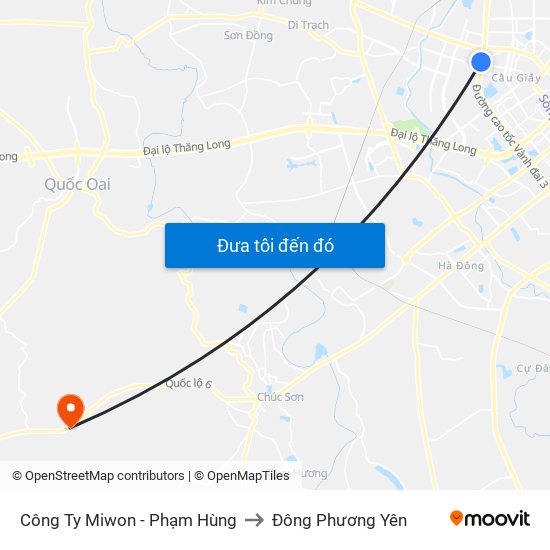 Công Ty Miwon - Phạm Hùng to Đông Phương Yên map