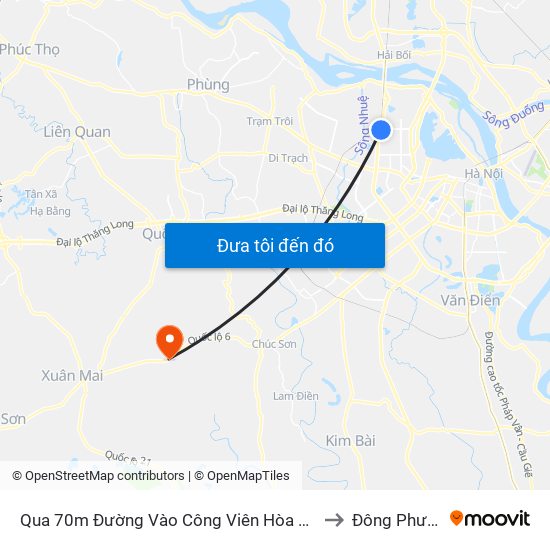 Qua 70m Đường Vào Công Viên Hòa Bình - Phạm Văn Đồng to Đông Phương Yên map