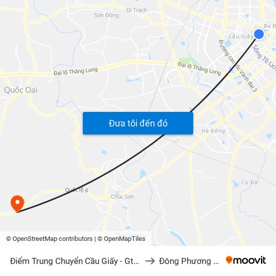 Điểm Trung Chuyển Cầu Giấy - Gtvt 02 to Đông Phương Yên map