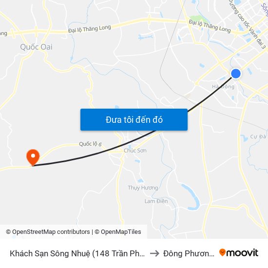 Khách Sạn Sông Nhuệ (148 Trần Phú- Hà Đông) to Đông Phương Yên map