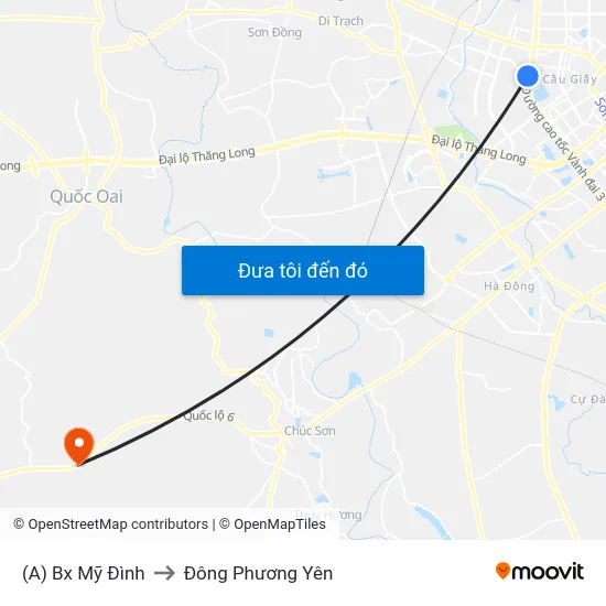 (A) Bx Mỹ Đình to Đông Phương Yên map