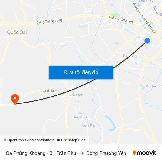 Ga Phùng Khoang - 81 Trần Phú to Đông Phương Yên map