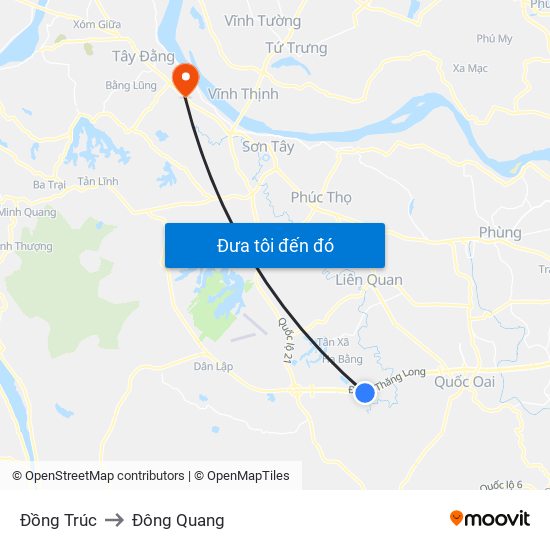 Đồng Trúc to Đông Quang map
