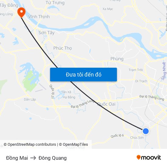 Đồng Mai to Đông Quang map