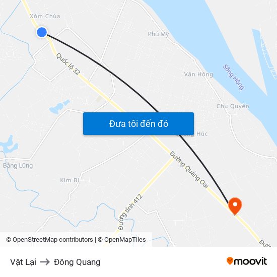 Vật Lại to Đông Quang map