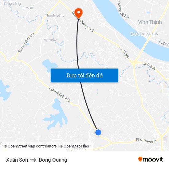 Xuân Sơn to Đông Quang map