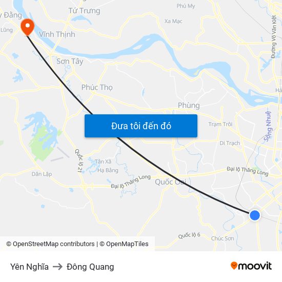 Yên Nghĩa to Đông Quang map