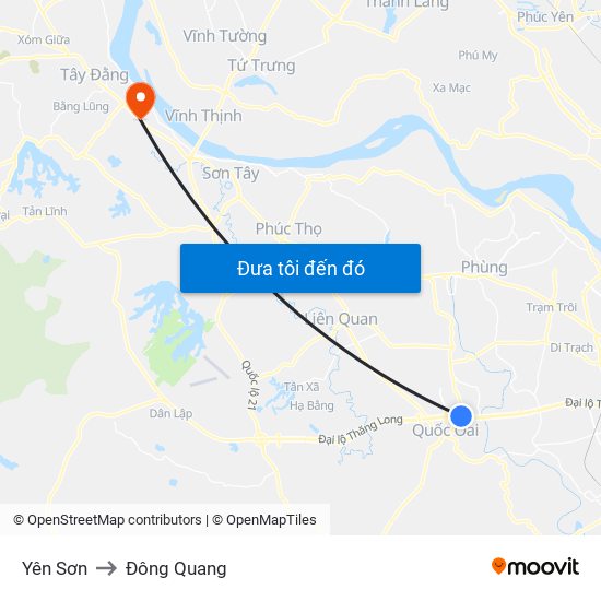 Yên Sơn to Đông Quang map