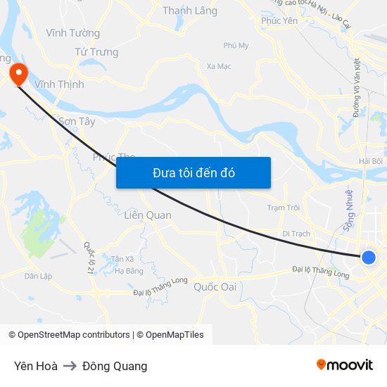 Yên Hoà to Đông Quang map