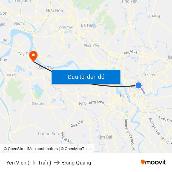 Yên Viên (Thị Trấn ) to Đông Quang map