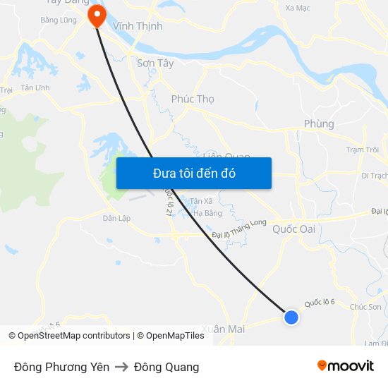 Đông Phương Yên to Đông Quang map