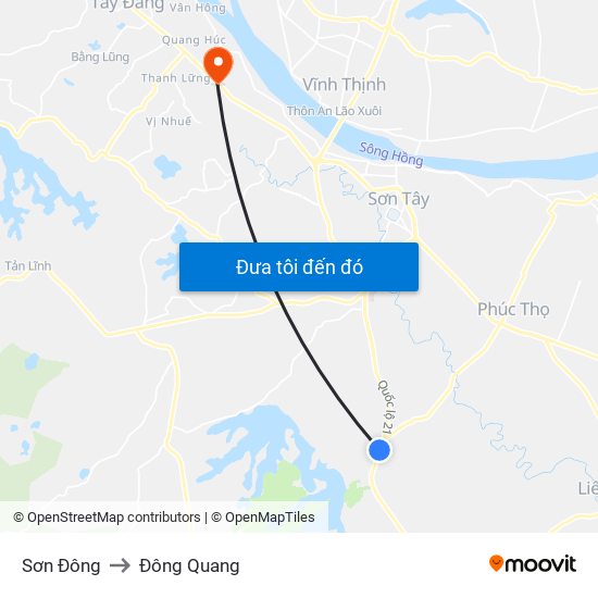 Sơn Đông to Đông Quang map